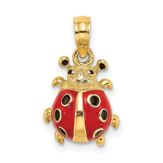 14K Red Enameled Ladybug Charm