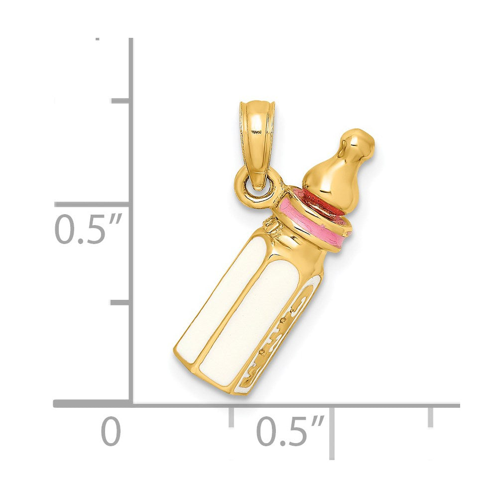 14K 3-D w/ Enamel Baby Bottle Charm