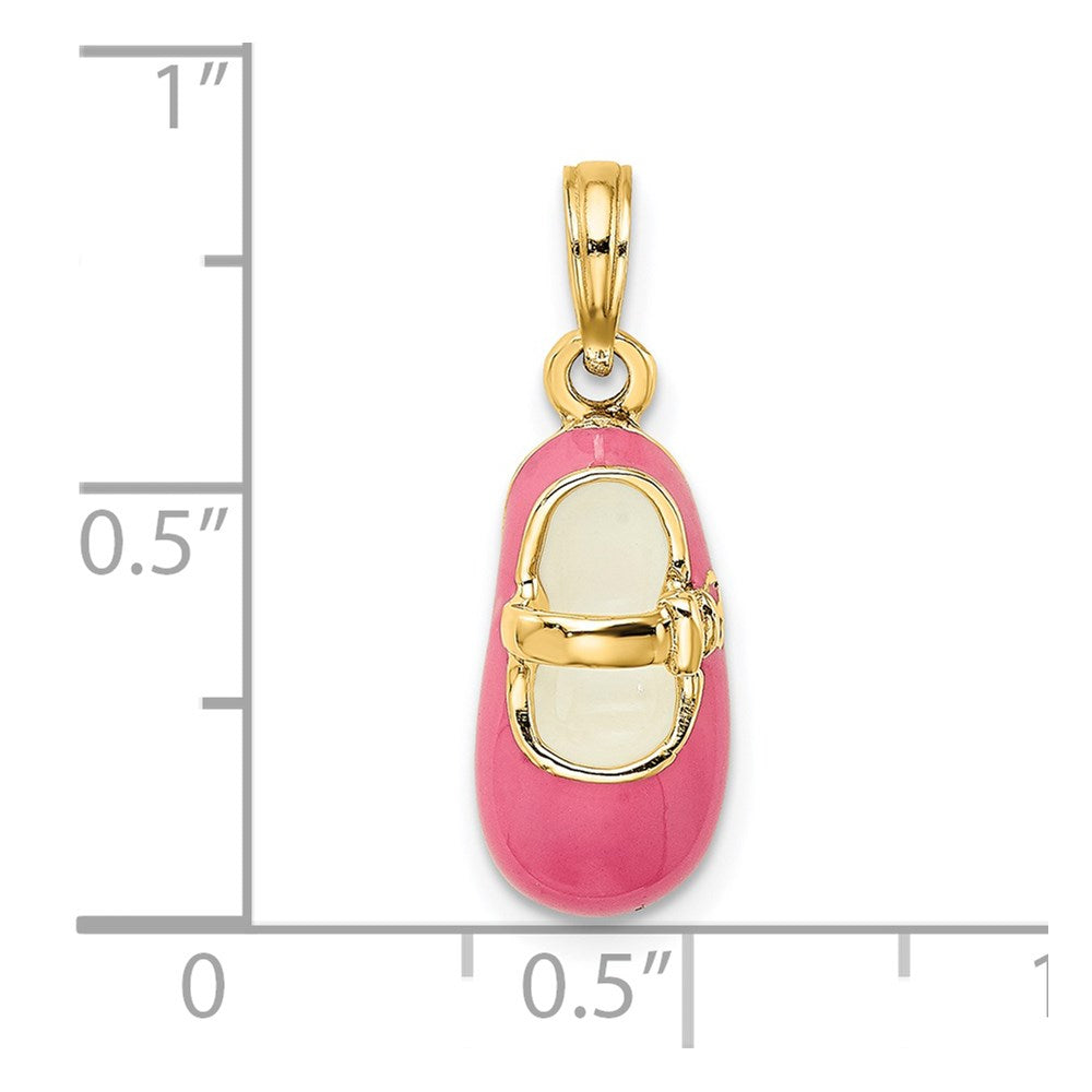 14K 3-D w/ Pink Enamel Baby Shoe Charm