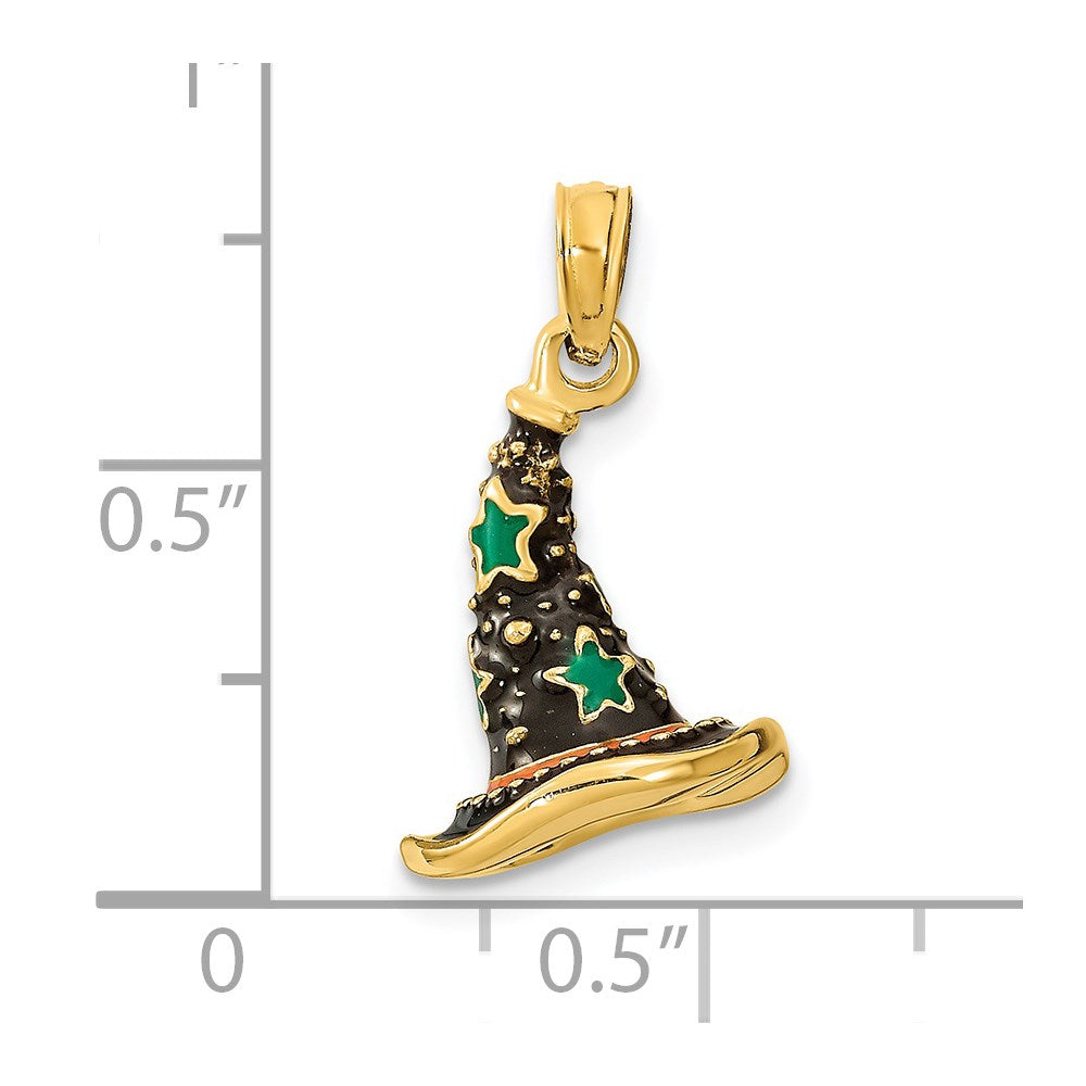 14K w/ Enamel 3-D Witch's Hat (Halloween) Charm