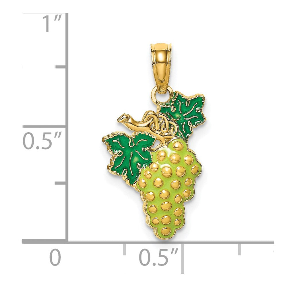 14K W/ Enamel Grapes W/ Stem and Leaf Charm