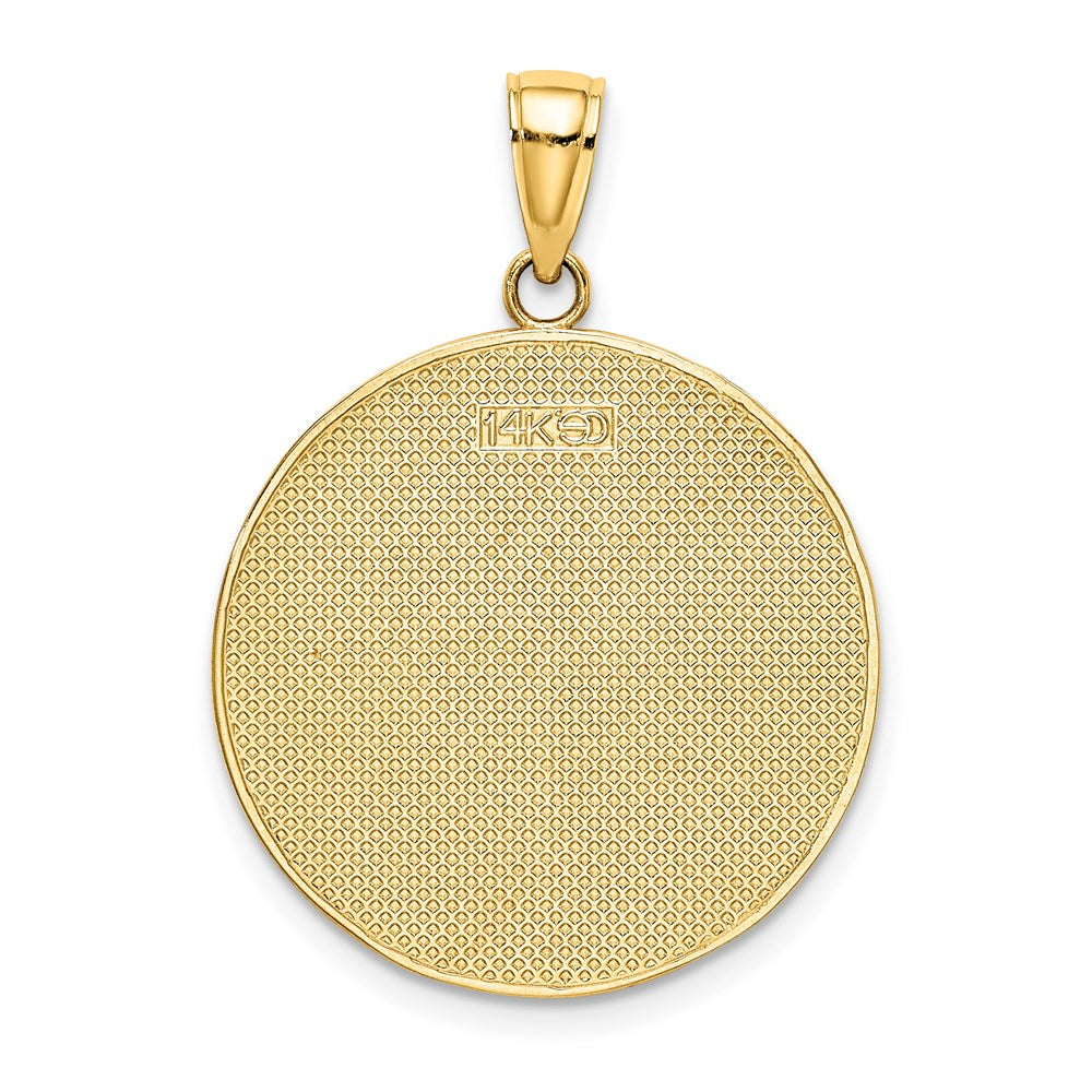 14K Enamel Beach Scene On Round Disc Charm