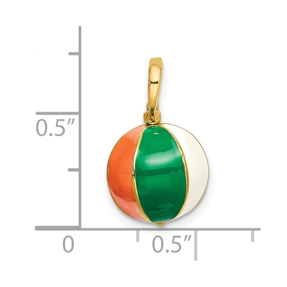 14K 3-D Multi Color Enamel Beach Ball Charm