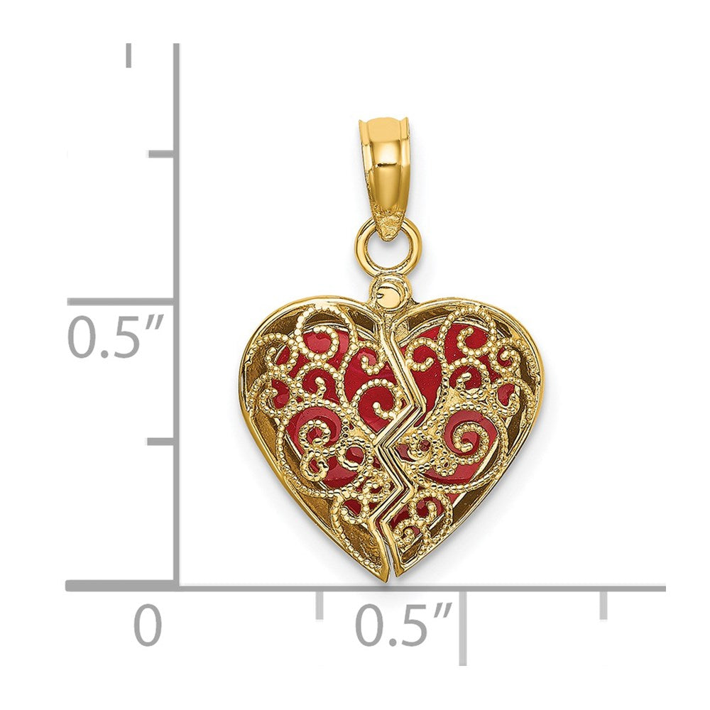 14K 3-D Reversible Heart Opens Charm