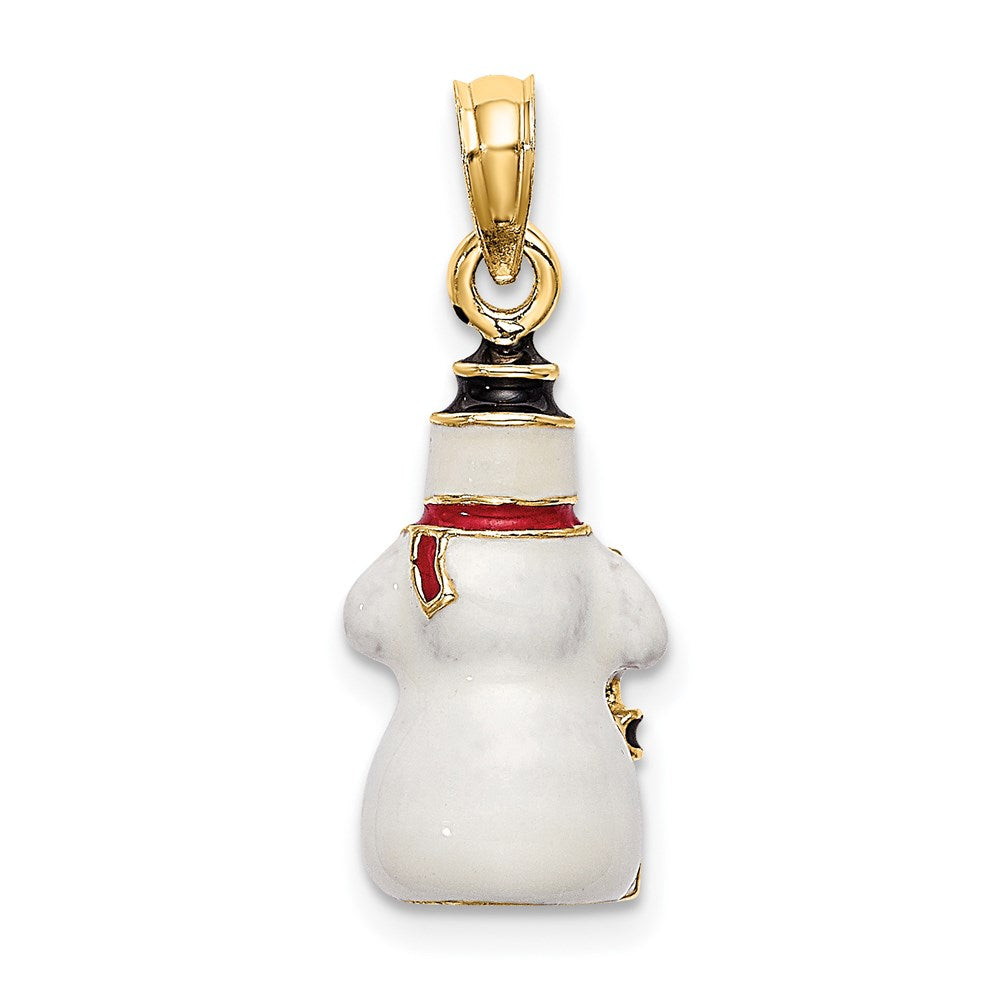 14K 3-D Enamel Snowman Holding Broom Charm