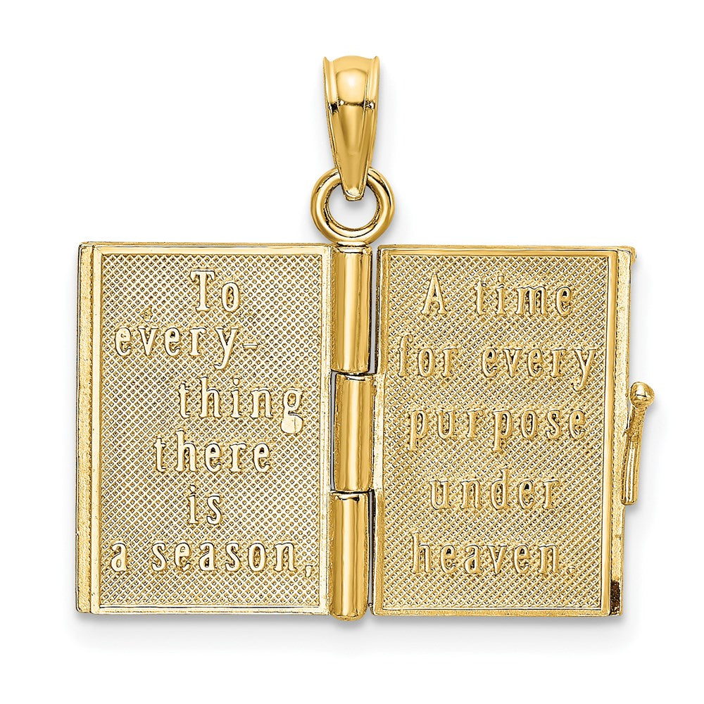 14K 3-D w/ Enamel Ecclesiastes Book w/ Moveable Pages Charm