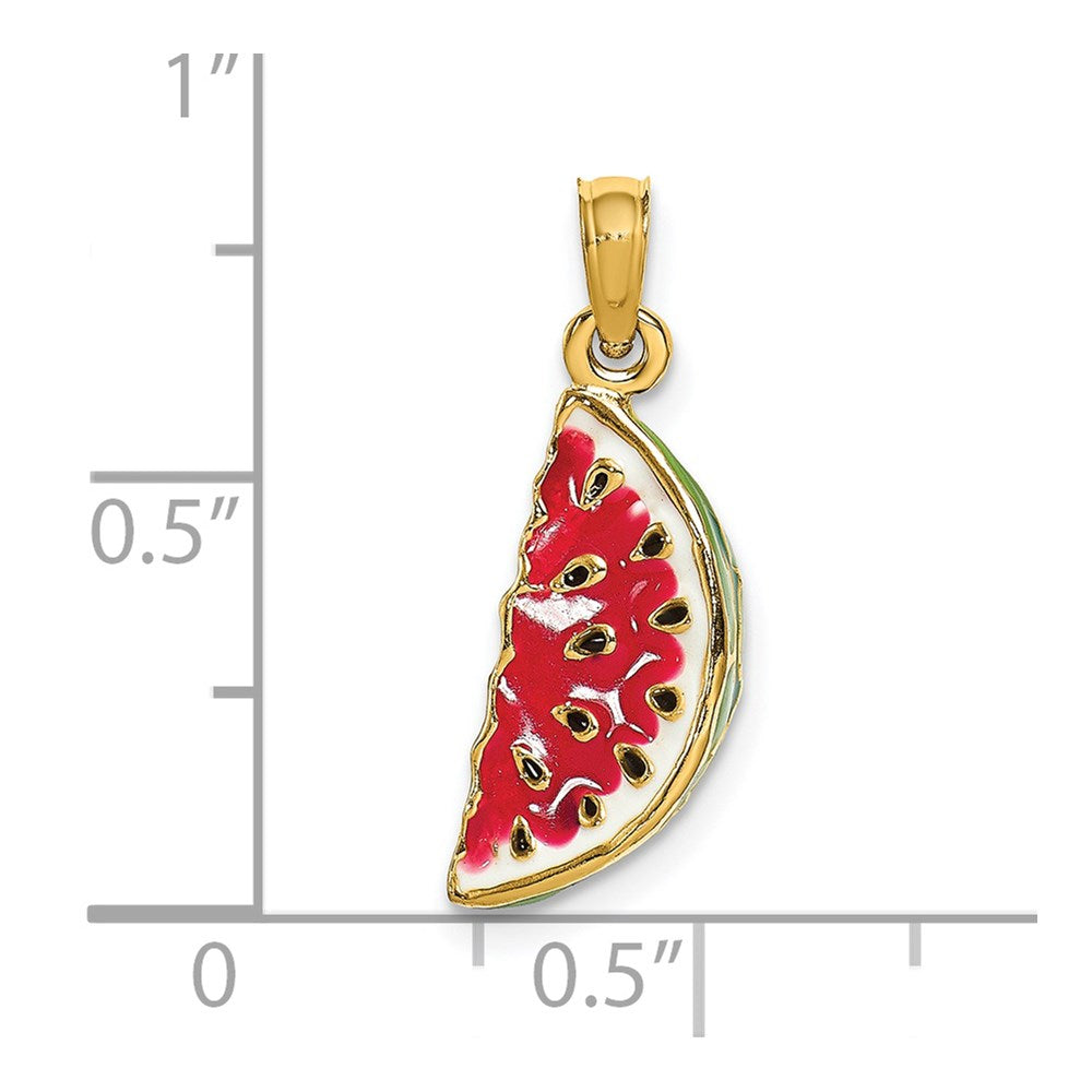 14K w/ Enamel 3-D Watermellon Charm