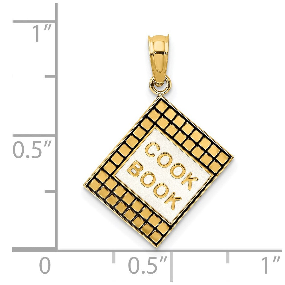 14K W/ Black Enamel 3-D Cook Book Charm