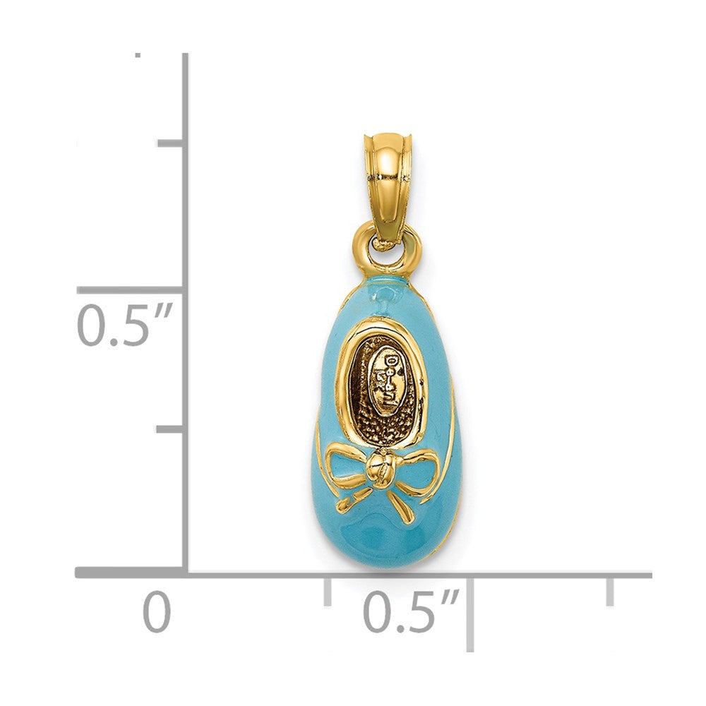 14K 3-D w/ Enamel Baby Shoe w/ Bow Charm