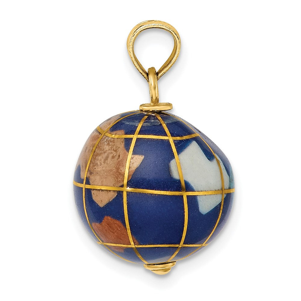 14K 3-D Enamel World Globe Charm