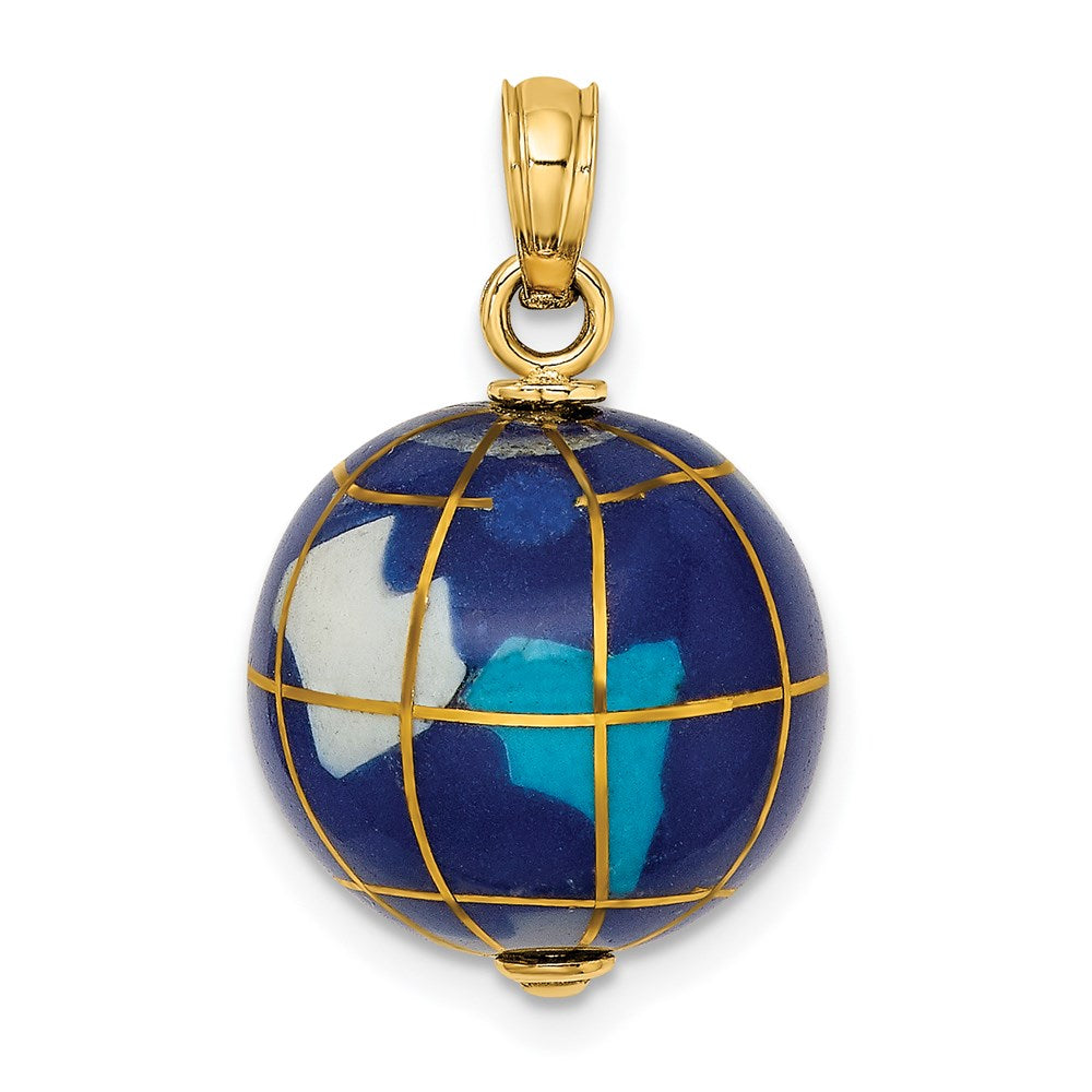 14K 3-D Enamel World Globe Charm