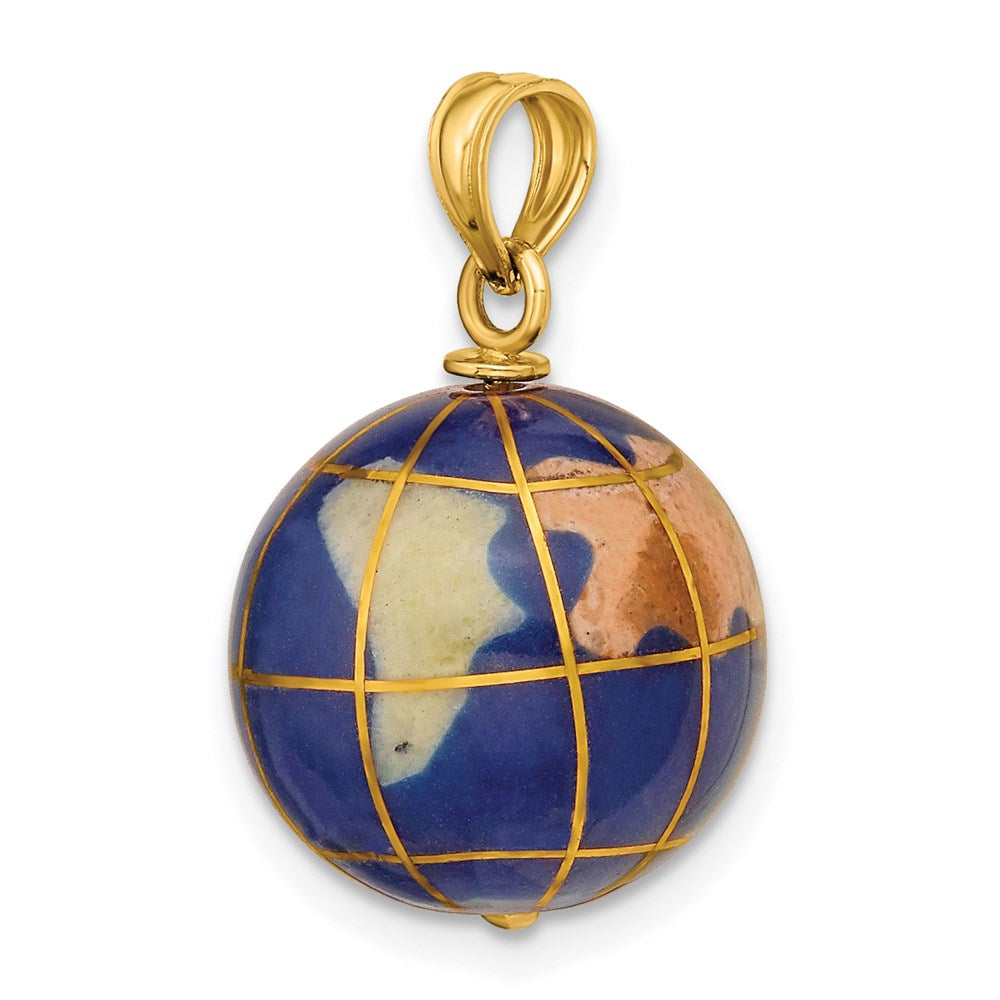 14K 3-D Enamel World Globe Charm