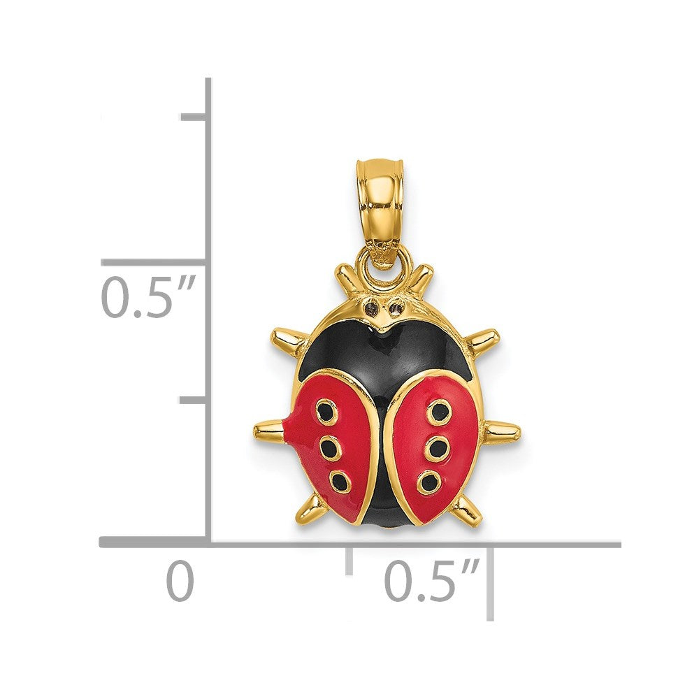 14K Enameled Ladybug Charm