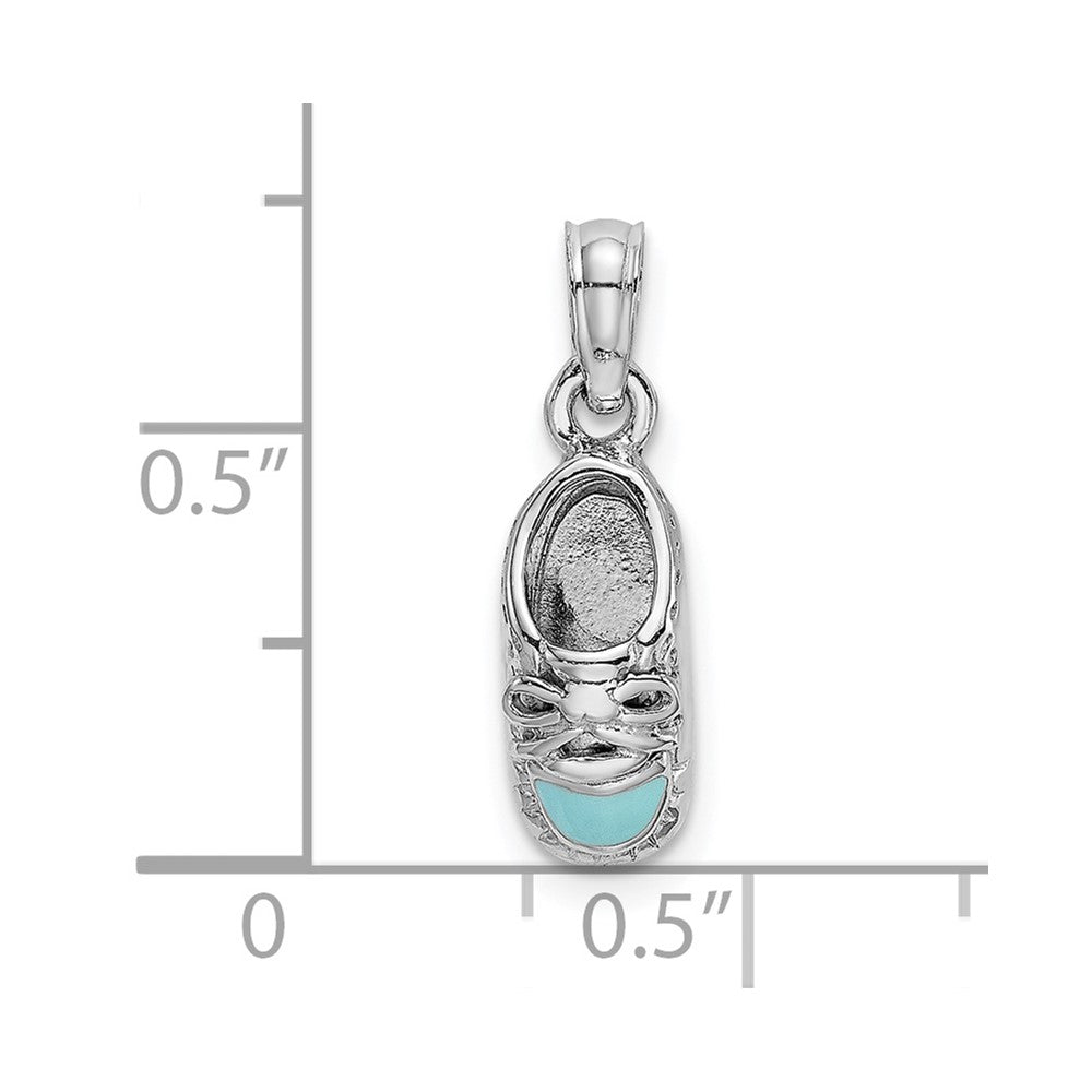 14K White Gold 3-D Light Blue Enamel Baby Shoe Charm