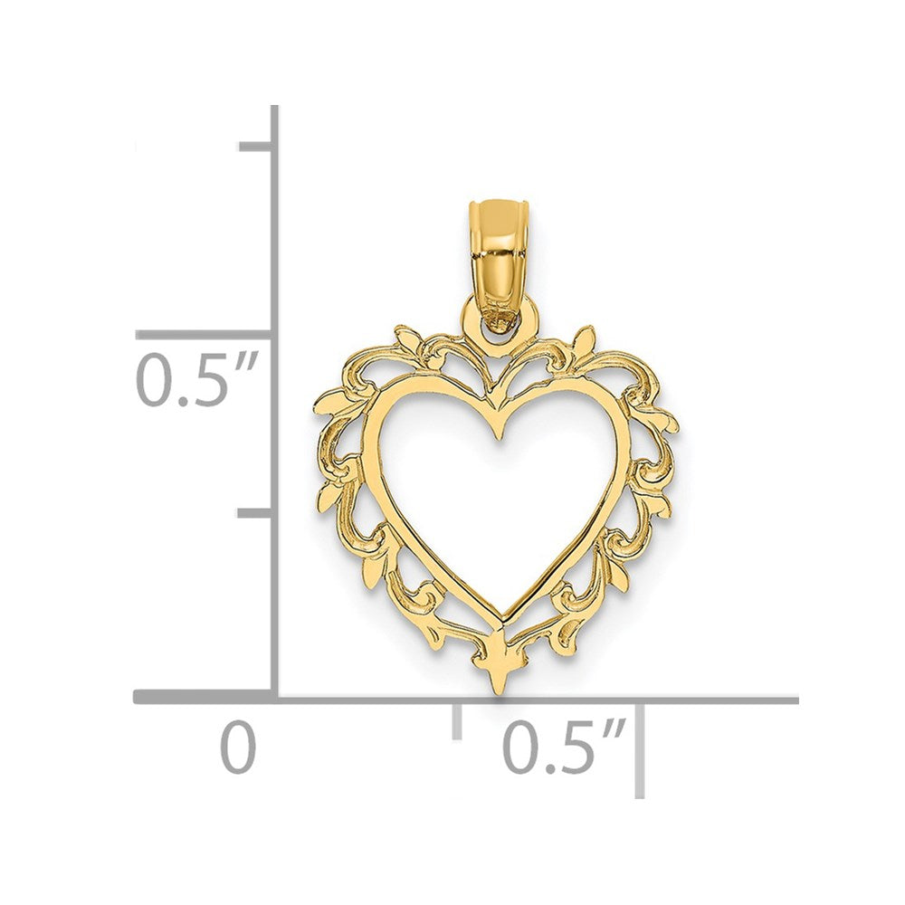 14K Heart w/ Lace Trim Charm