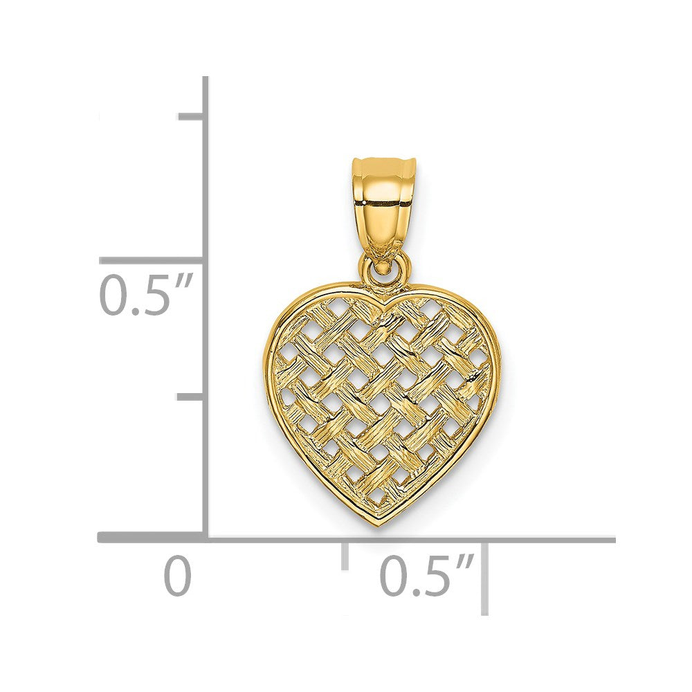 14K Cut-Out and Textured Woven Heart Charm
