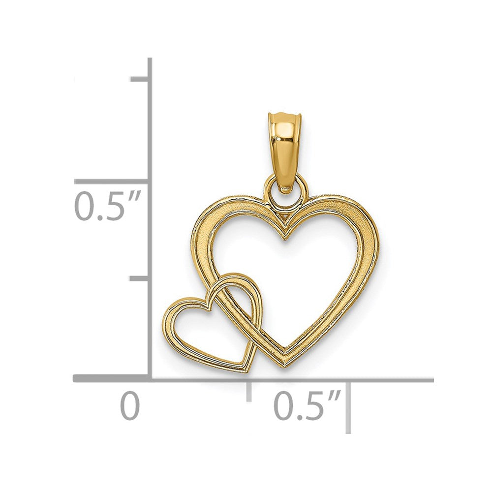 14K Flat Two Hearts Intertwined Charm