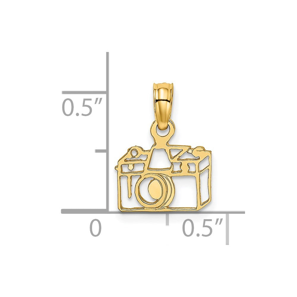 14K Flat Cut-Out Camera Charm