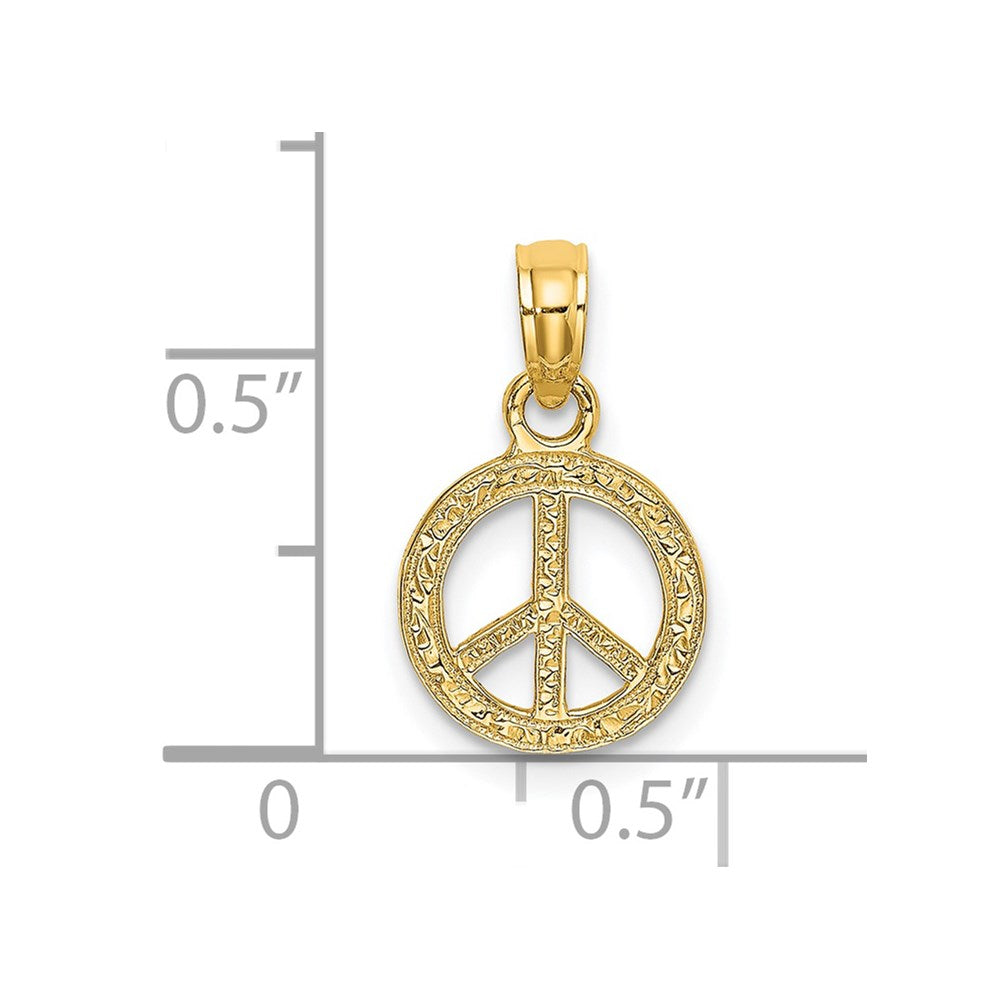 14K Flat Textured Mini Peace Sign Charm
