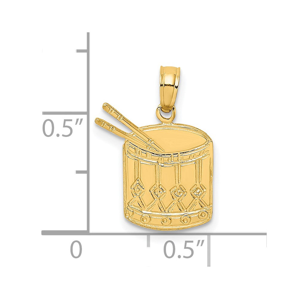 14K Polished Drum and Sticks Charm