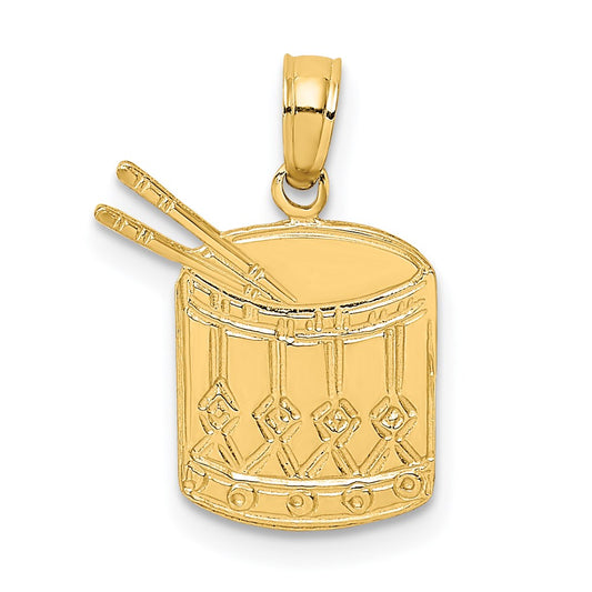 14K Polished Drum and Sticks Charm
