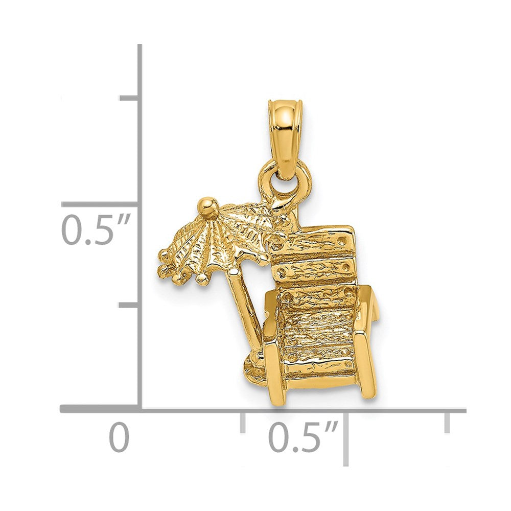 14K 3-D Beach Chair w/ Umbrella Charm