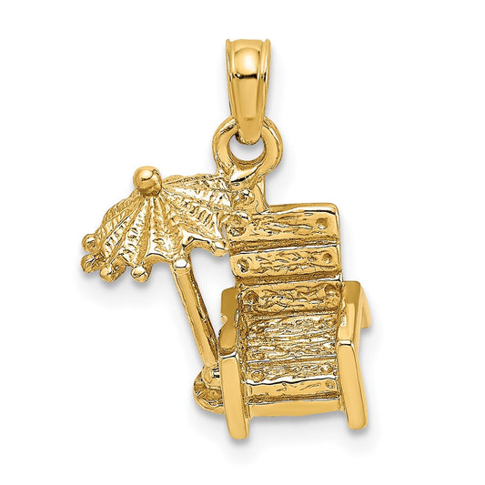 14K 3-D Beach Chair w/ Umbrella Charm