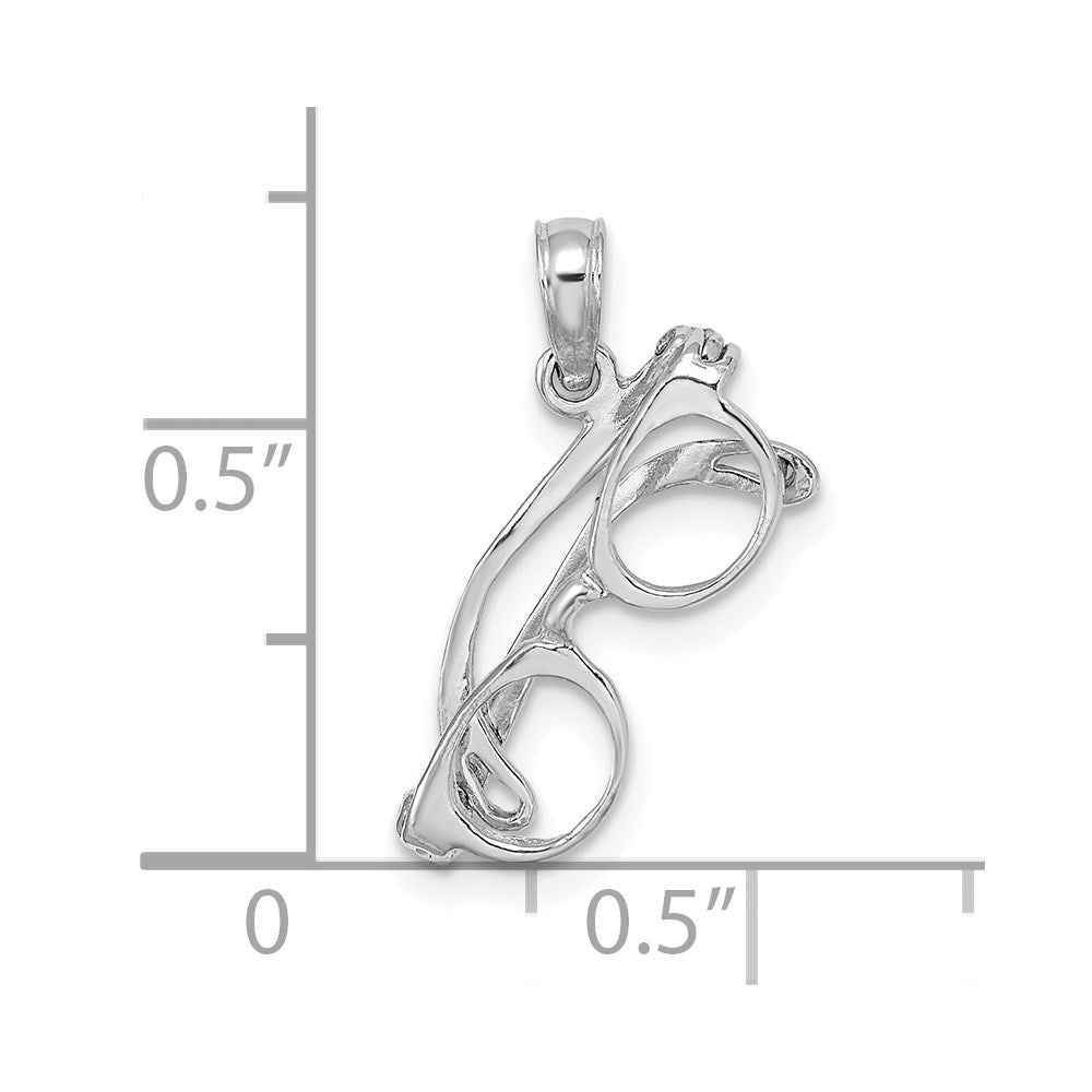 14K White Gold 3-D Moveable Glasses Charm