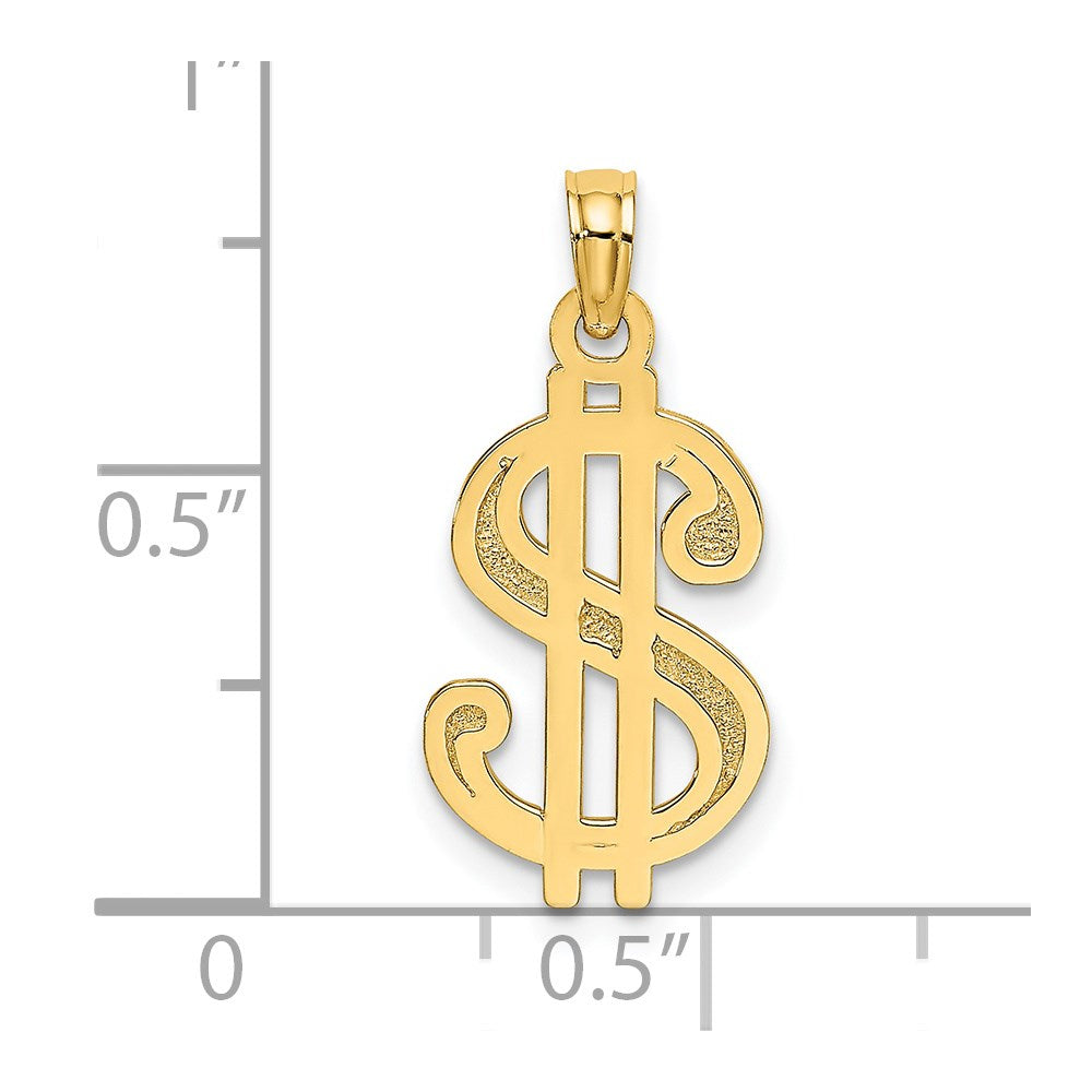 14K Textured Dollar Sign Charm