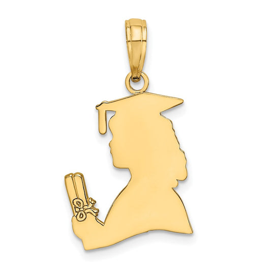14K Polished Female Graduation Profile w/ Diploma Charm