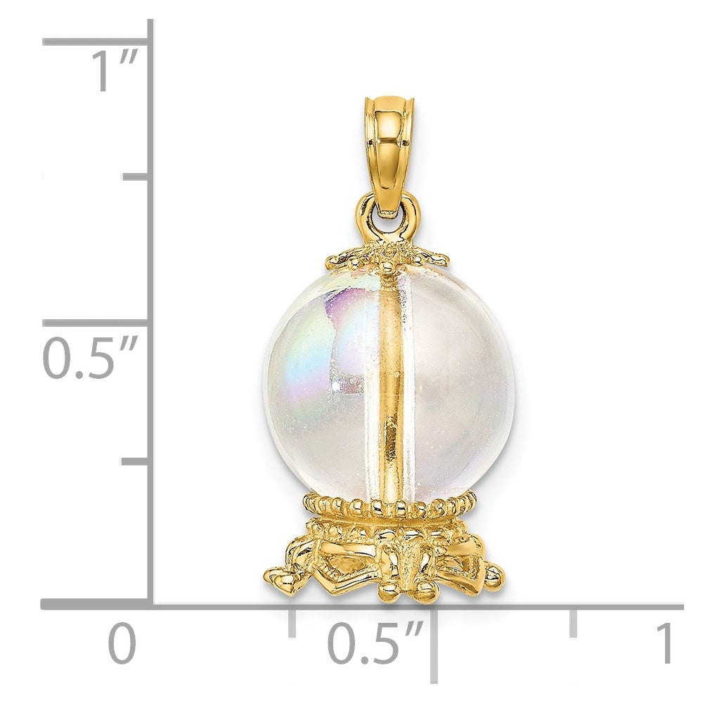 14K 3D Crystal Ball Charm