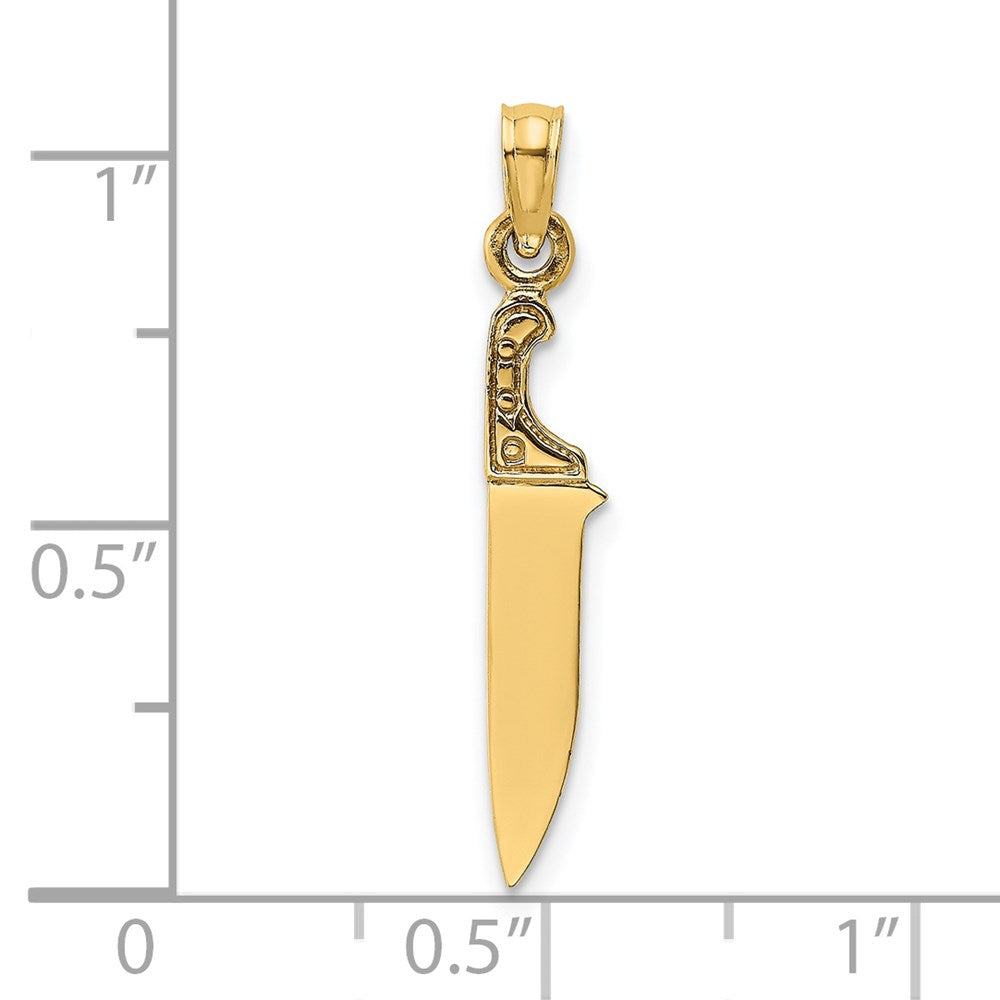 14K 3-D Polished Butcher Knife Charm
