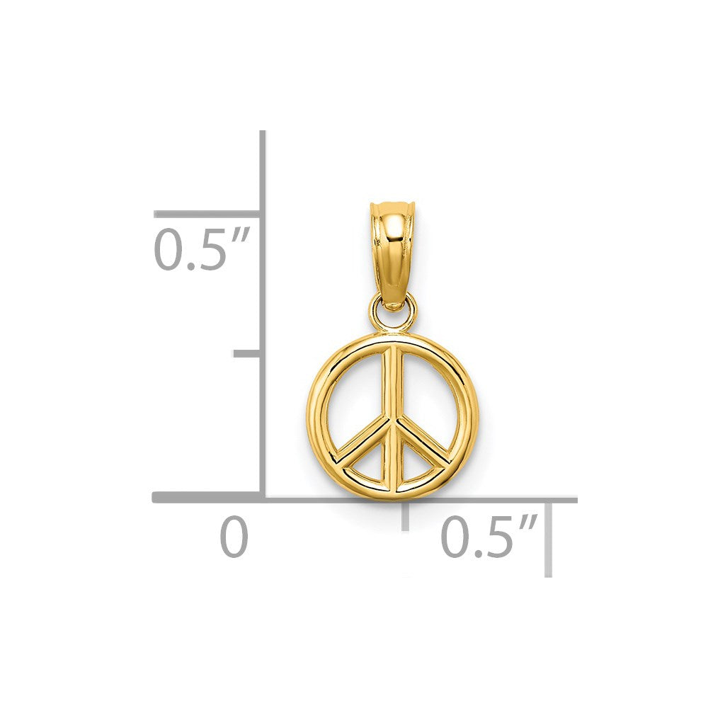 14K 3-D Peace Symbol Charm
