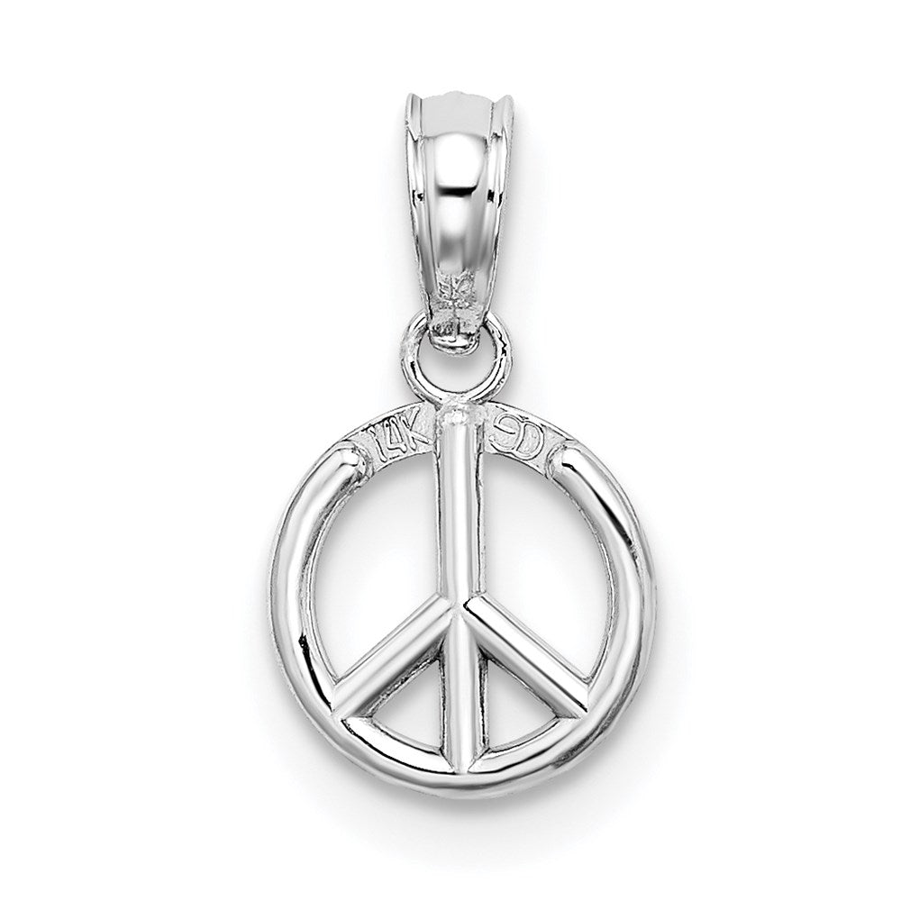 14K White Gold 3-D Peace Symbol Charm