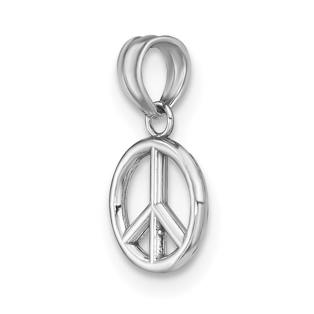 14K White Gold 3-D Peace Symbol Charm