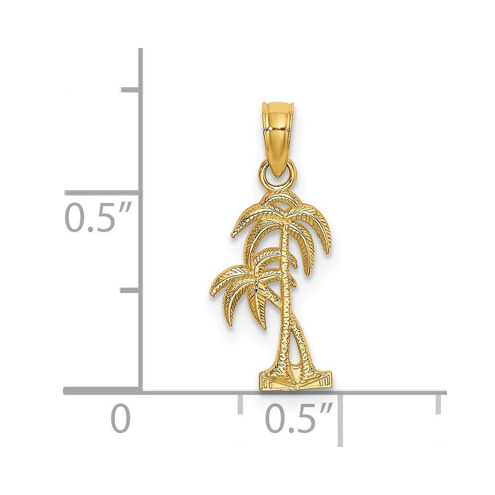 14K Textured Double Palm Tree Charm