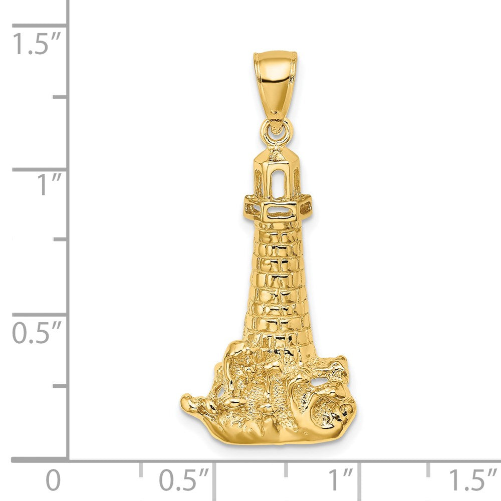 14K Lighthouse W/ Wave Charm