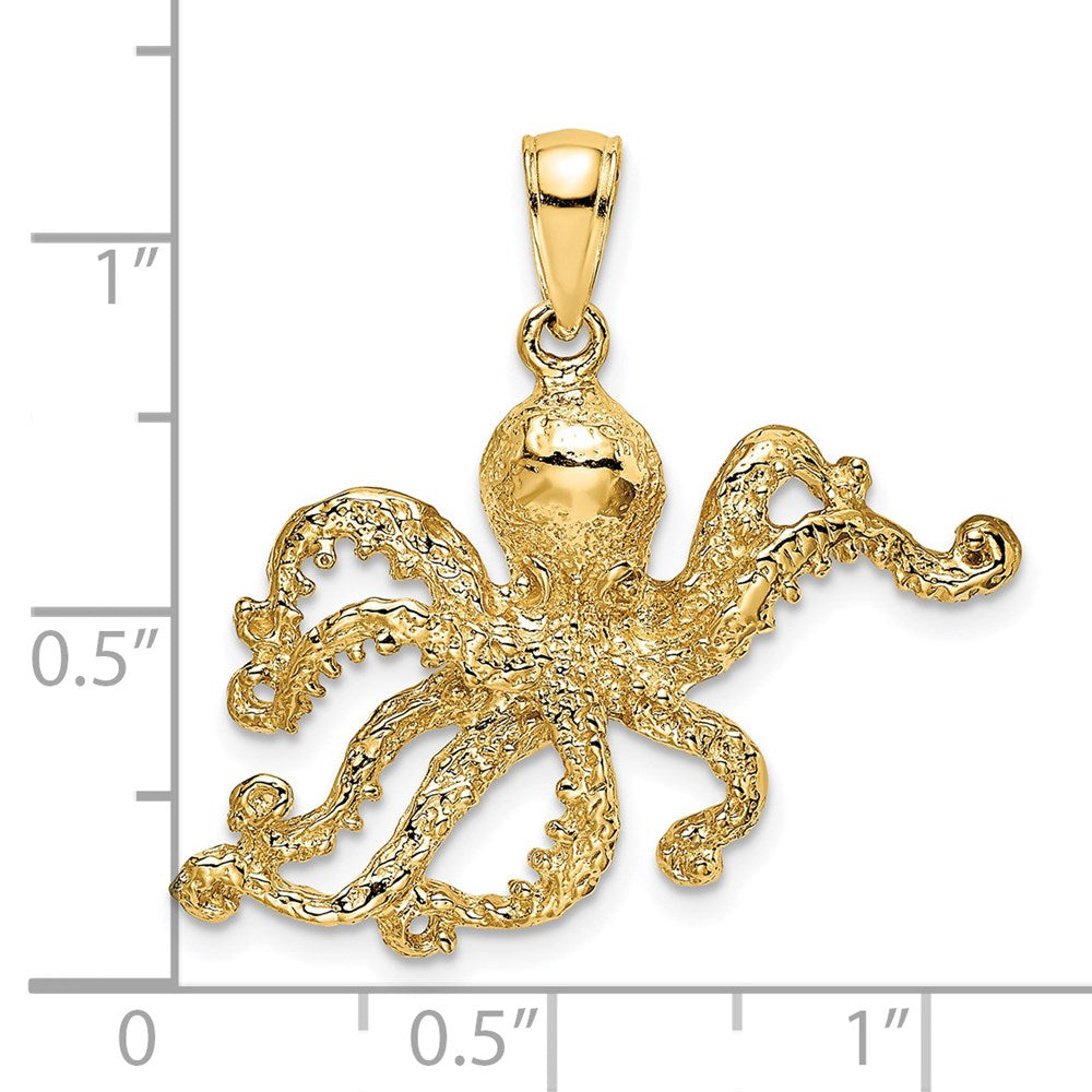 14K Textured Octopus Charm