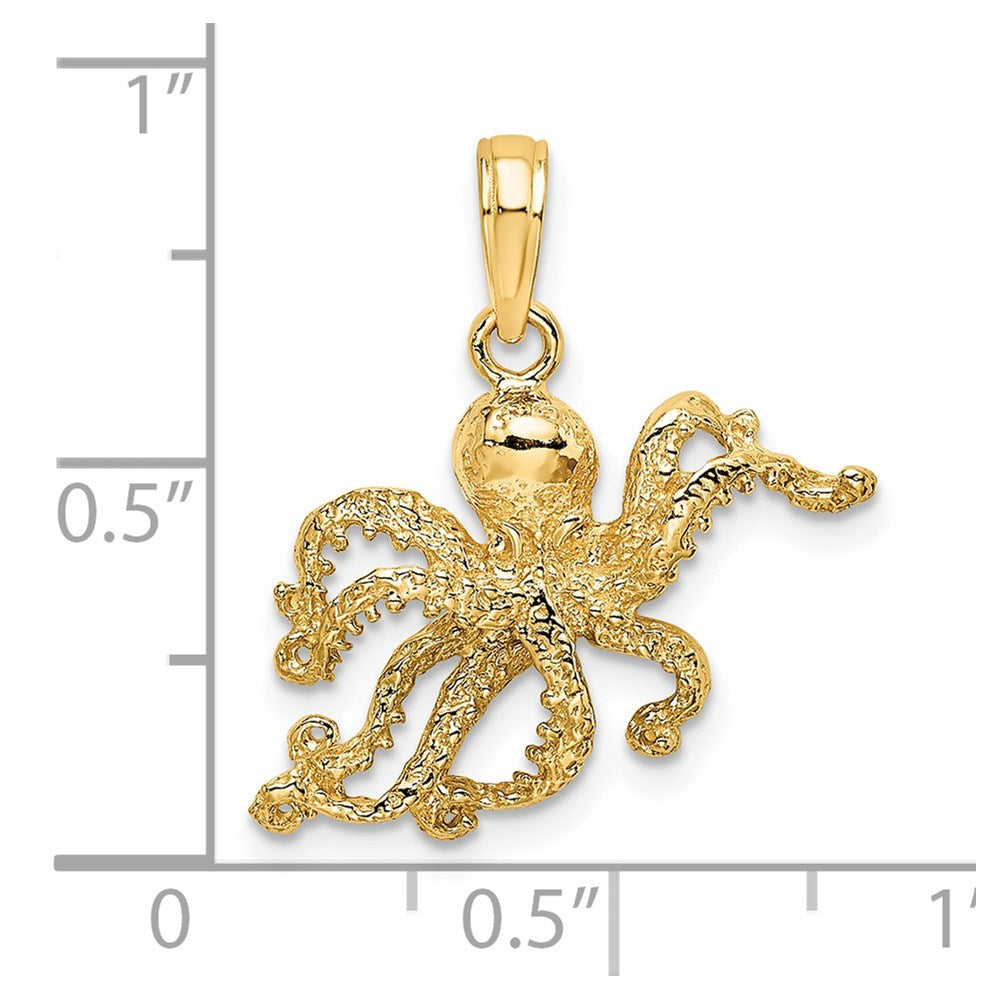 14K Textured Octopus Charm