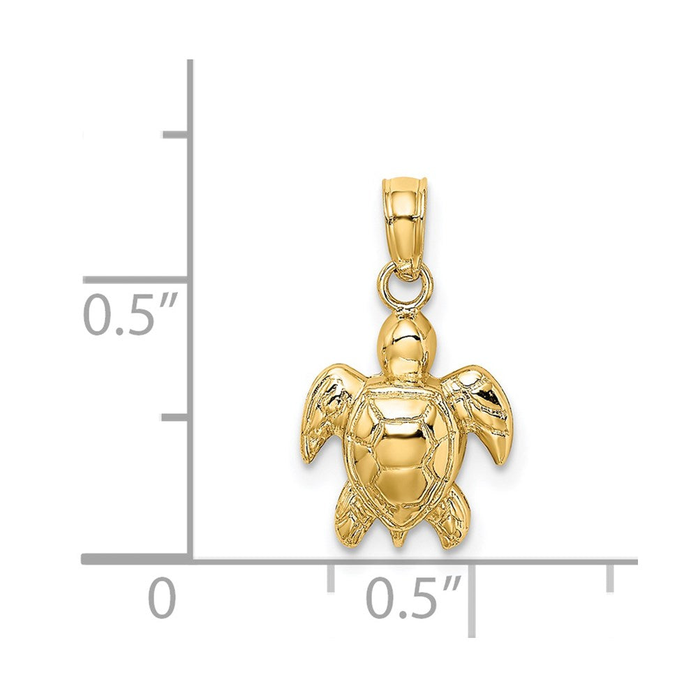 14K Textured Mini Sea Turtle Charm