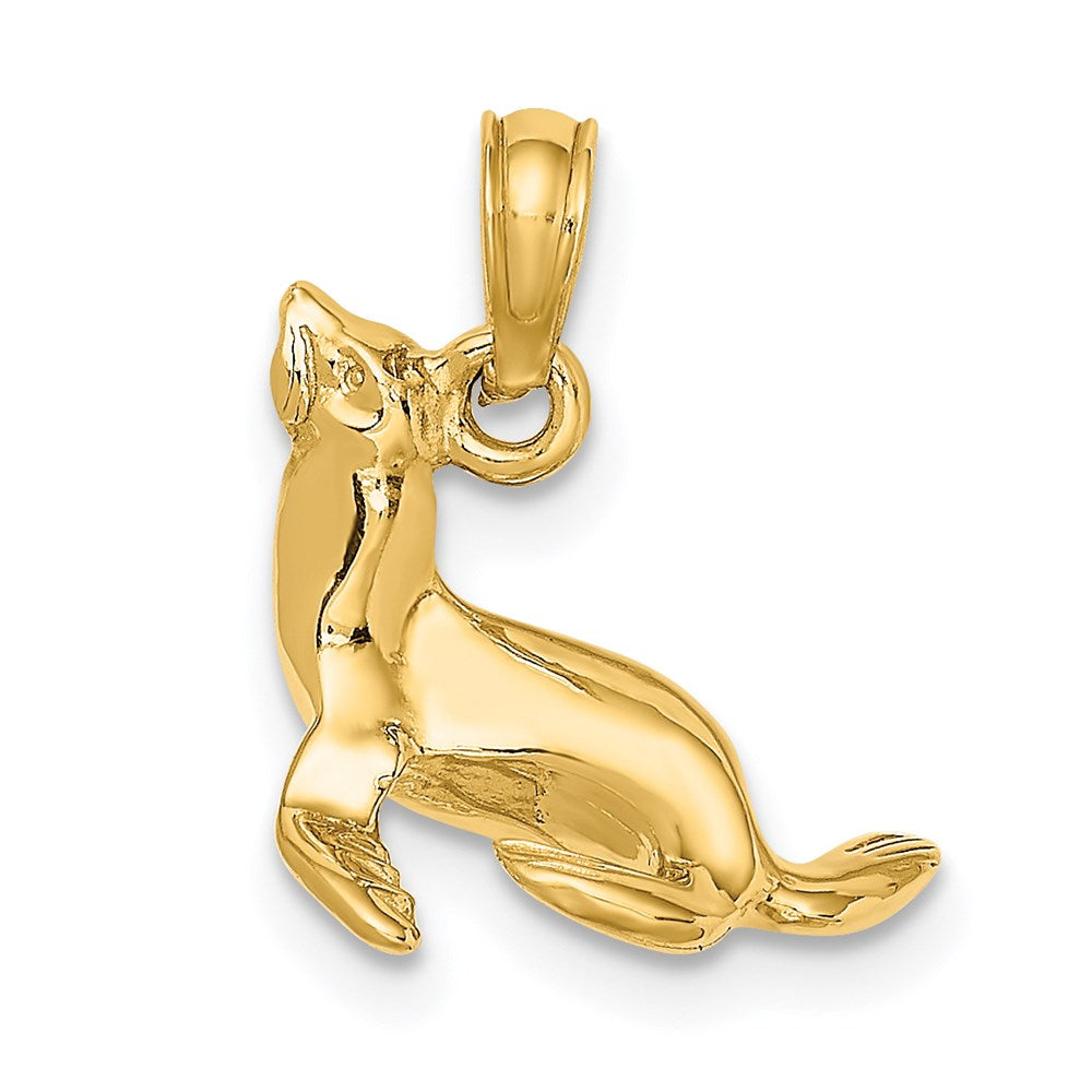 14K 3-D Polished Seal Charm