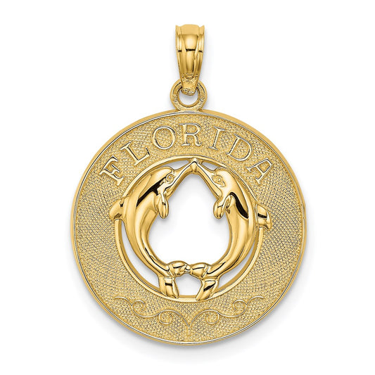 14K FLORIDA w/Dolphins Circle Charm
