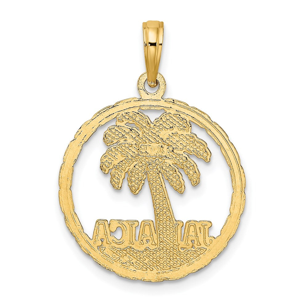 14K JAMAICA Palm Tree Circle Charm