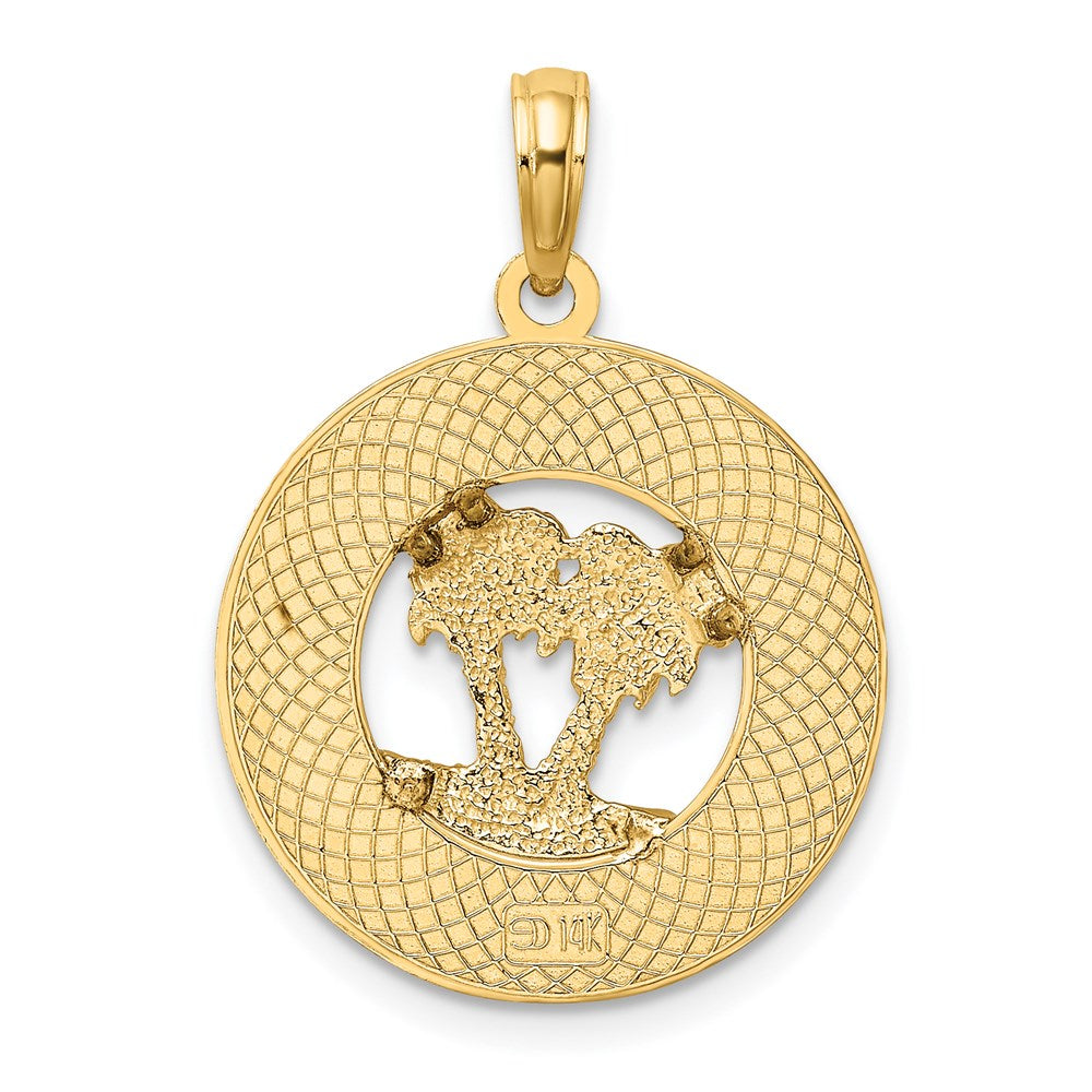 14K FLORIDA w/Double Palm Tree Circle Charm