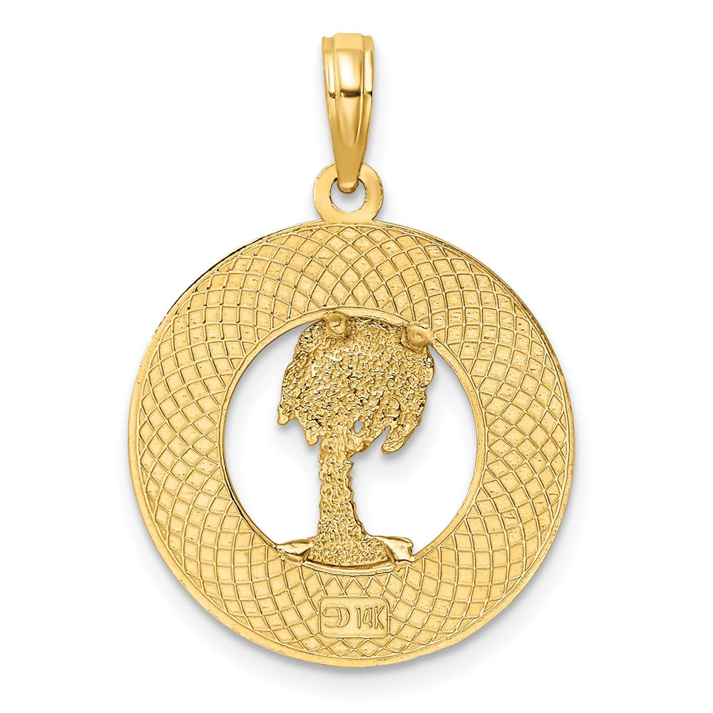 14K SAINT AUGUSTINE w/Palm Tree Circle Charm