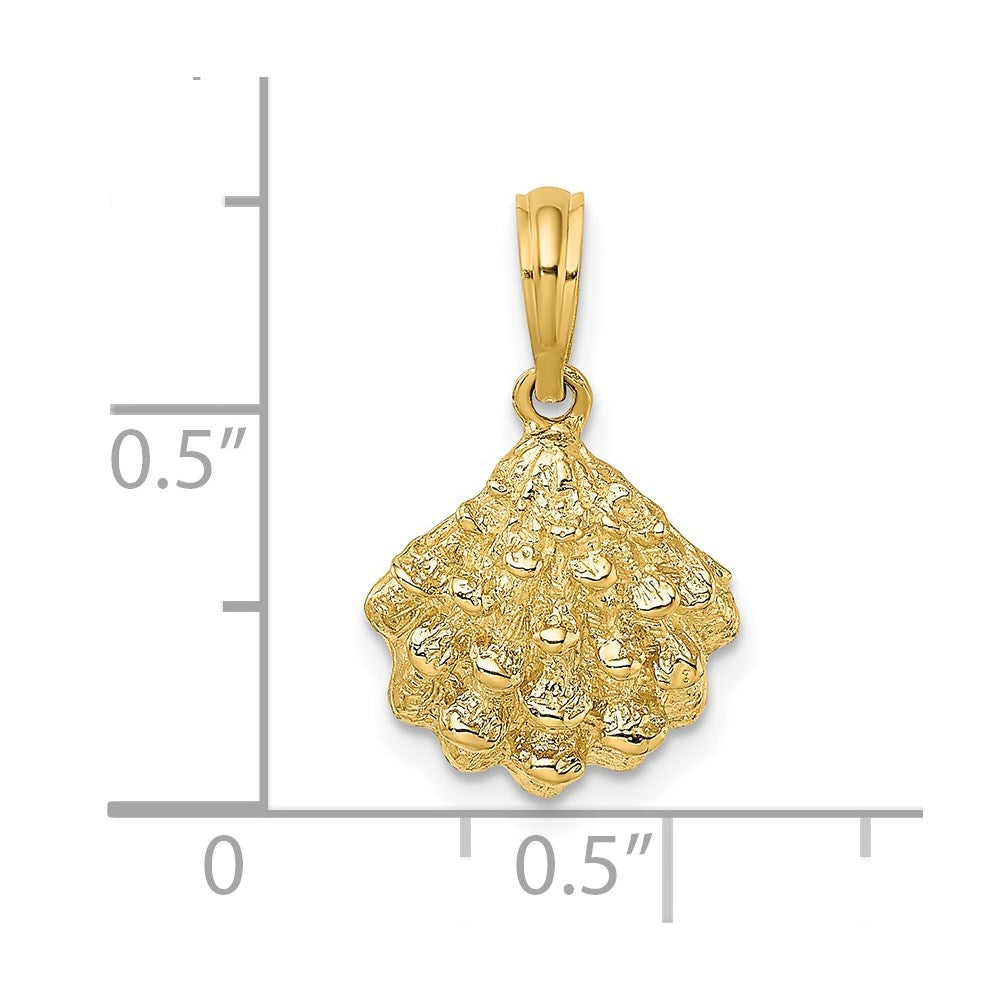 14K Textured Oyster Shell Charm