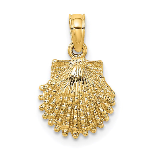 14K Textured Scallop Shell Charm