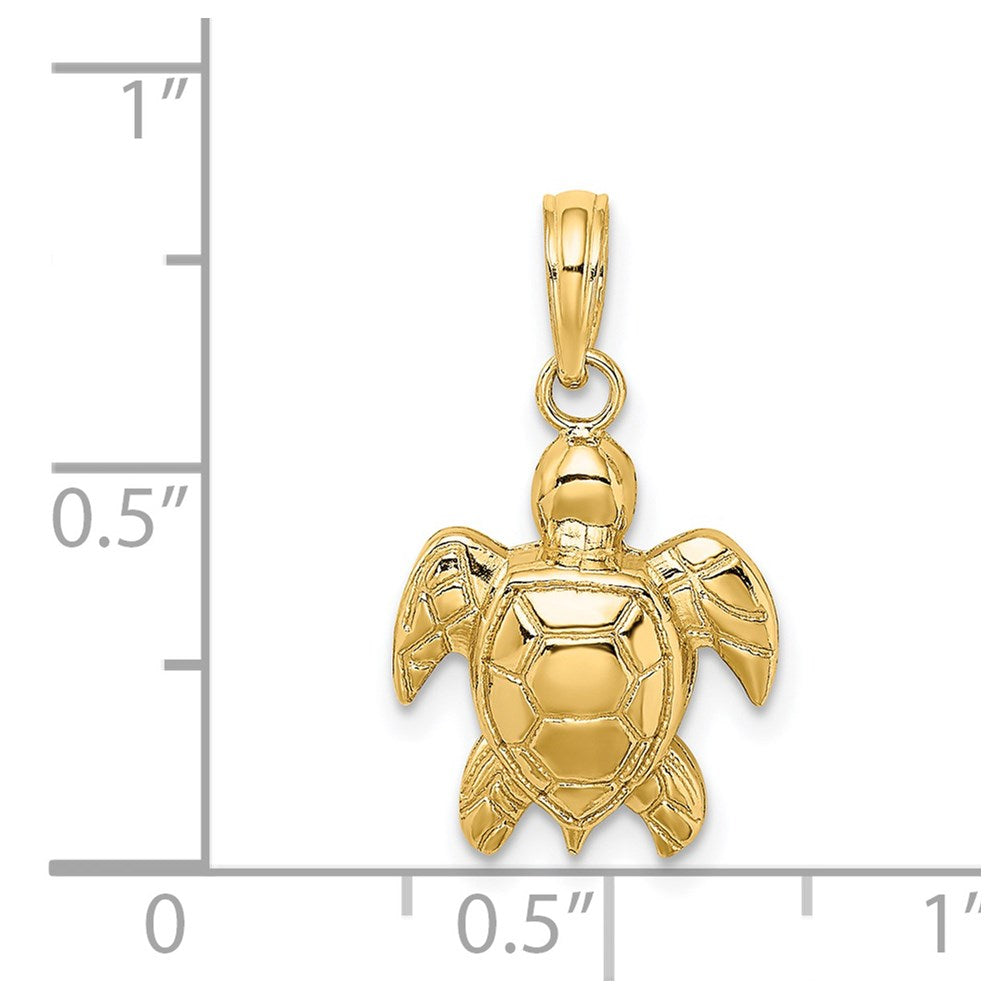 14K Textured Sea Turtle Charm