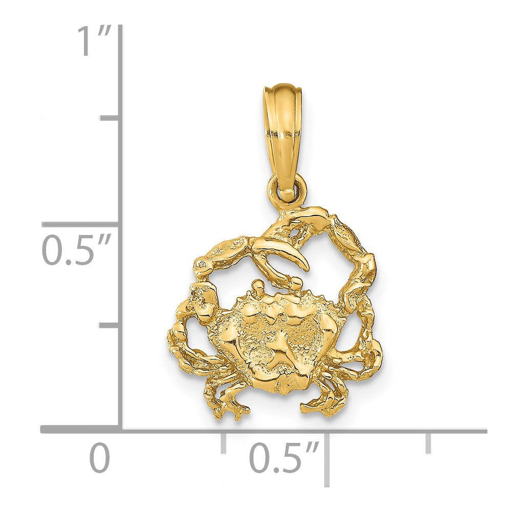 14K Textured Crab Charm