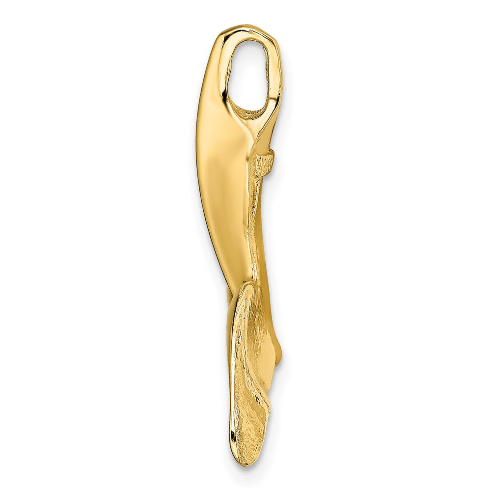 14K 3-D Polished Engraved Whale Tail Chain Slide